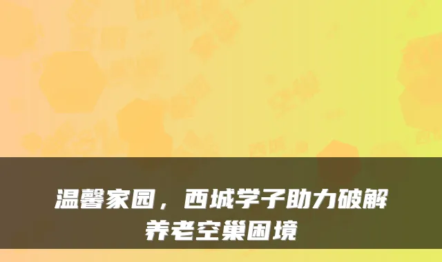 温馨家园,西城学子助力破解养老空巢困境