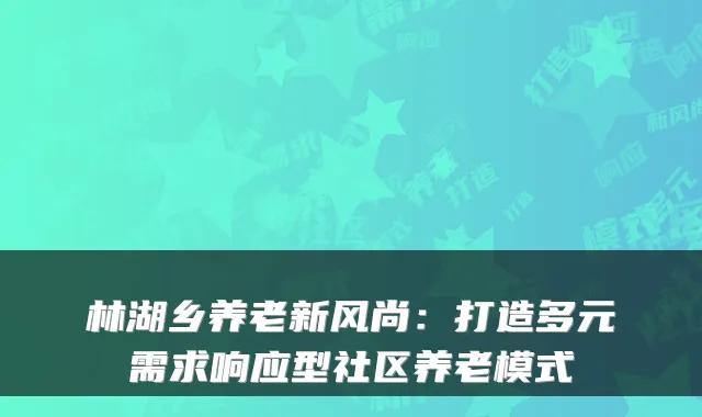 林湖乡养老新风尚：打造多元需求响应型社区养老模式