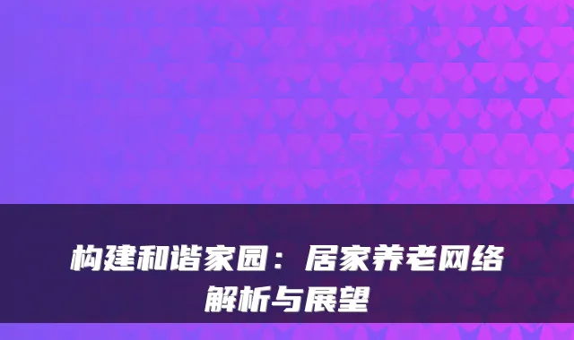 构建和谐家园:居家养老网络解析与展望