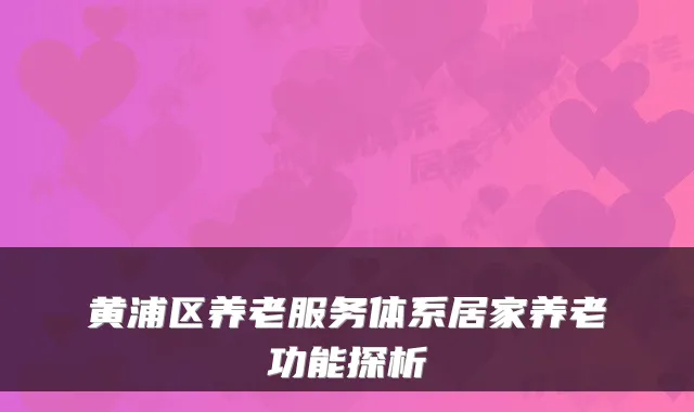 黄浦区养老服务体系居家养老功能探析