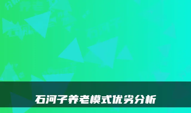 石河子养老模式优劣分析
