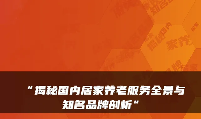 “揭秘国内居家养老服务全景与知名品牌剖析”