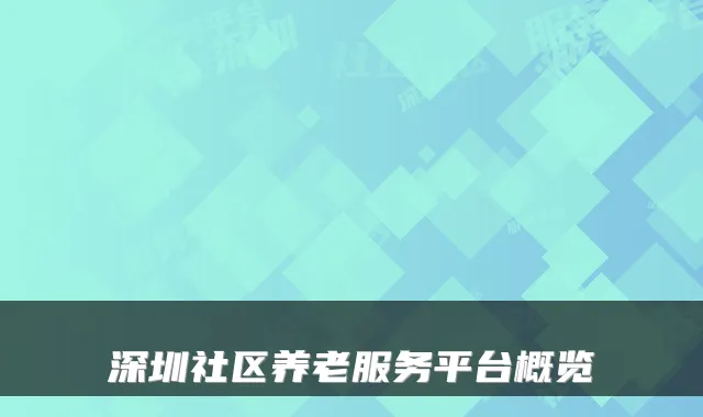 深圳社区养老服务平台概览