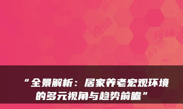 “全景解析:居家养老宏观环境的多元视角与趋势前瞻”