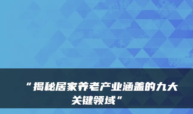 “揭秘居家养老产业涵盖的九大关键领域”
