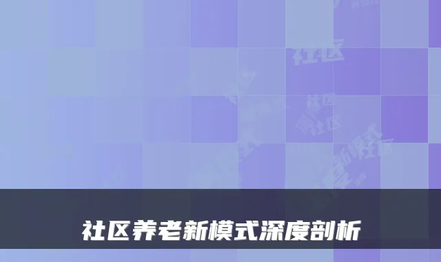 社区养老新模式深度剖析