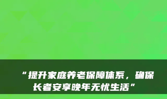 “提升家庭养老保障体系,确保长者安享晚年无忧生活”