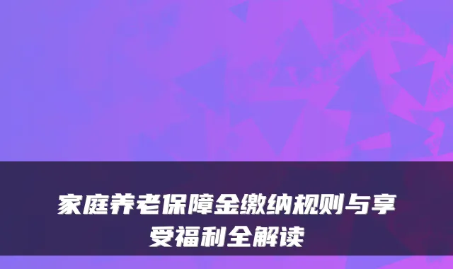 家庭养老保障金缴纳规则与享受福利全解读
