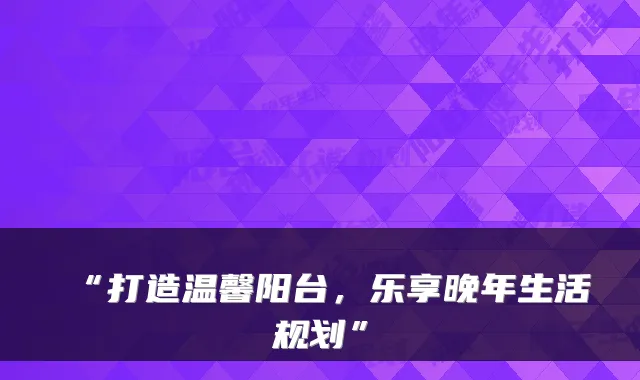 “打造温馨阳台，乐享晚年生活规划”
