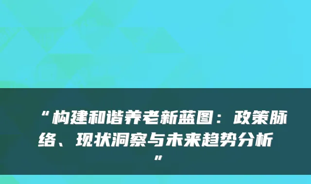 “构建和谐养老新蓝图：政策脉络、现状洞察与未来趋势分析”