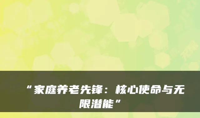 “家庭养老先锋：核心使命与无限潜能”