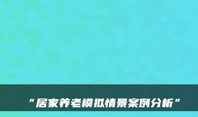 “居家养老模拟情景案例分析”