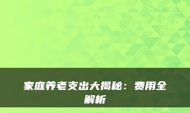家庭养老支出大揭秘:费用全解析